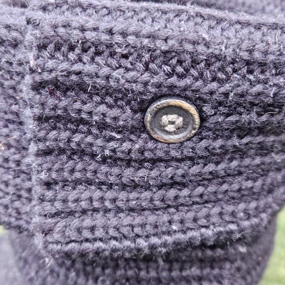 UGG Australia Classic Cardy Knit Boot Womens Size 8 Wool Black Buttons Fold Over - Picture 12 of 14